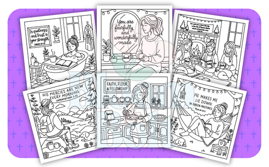 Christian Girl Moments – Set 4 of 6 | Digital Coloring Pages