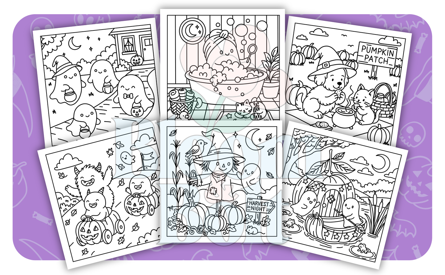 Cozy Halloween – Set 5 of 5 | Digital Coloring Pages