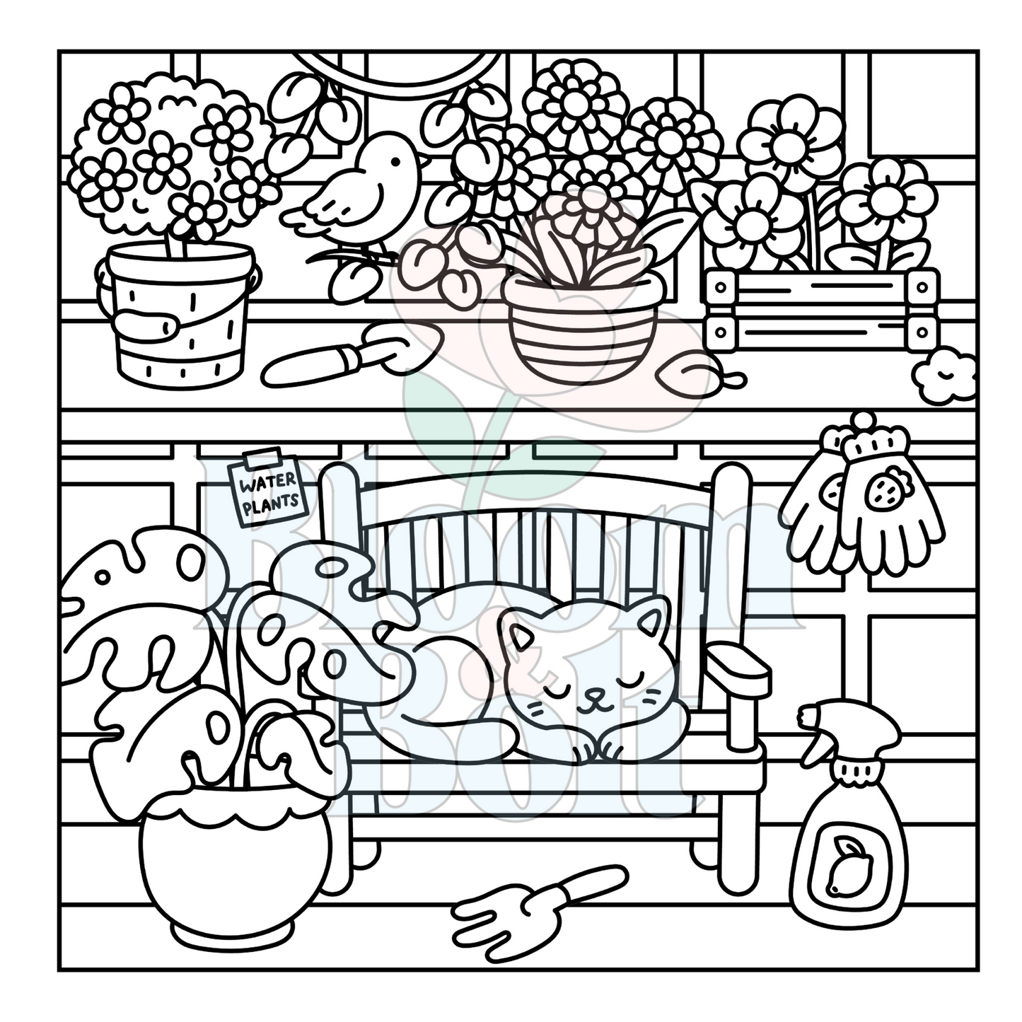 Cozy Gardens – Set 5 of 6 | Digital Coloring Pages