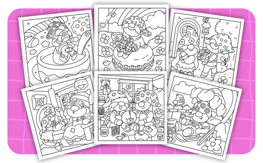 Cozy Gnomes – Set 6 of 6 | Digital Coloring Pages