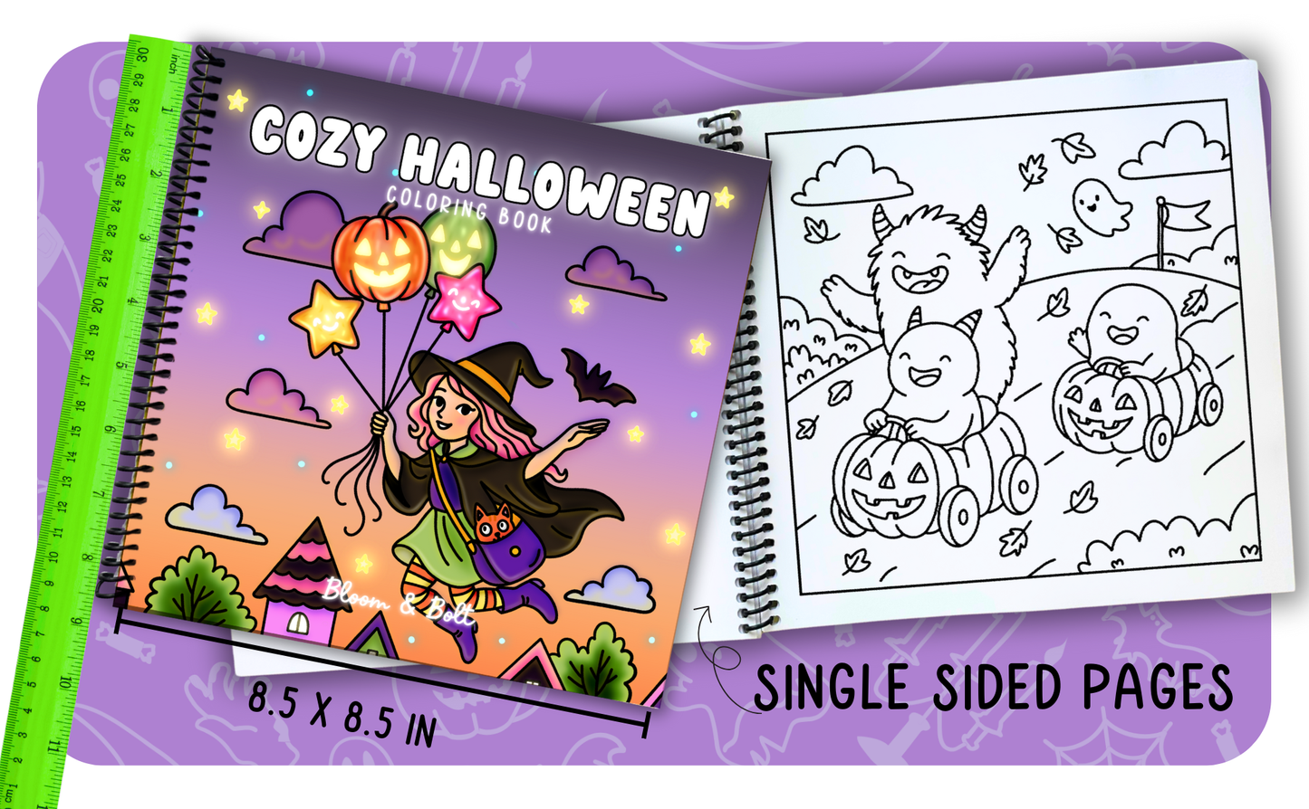 Cozy Halloween Coloring Book - Spiral Bound