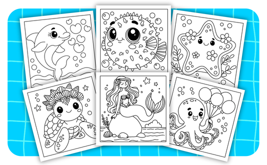 Cozy Oceans – Set 6 of 6 | Digital Coloring Pages